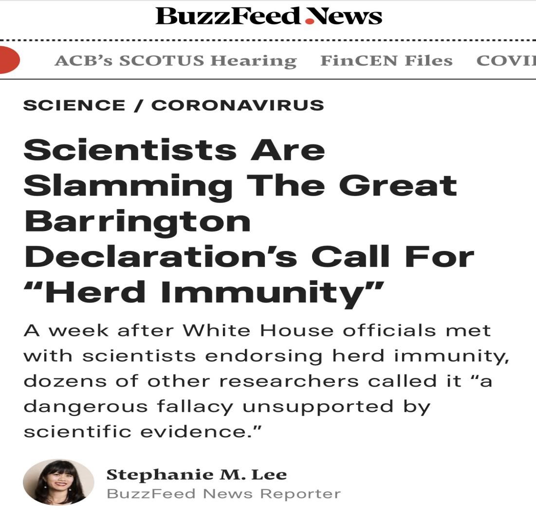 △BuzzFeed称,科学家纷纷谴责群体免疫的倡议