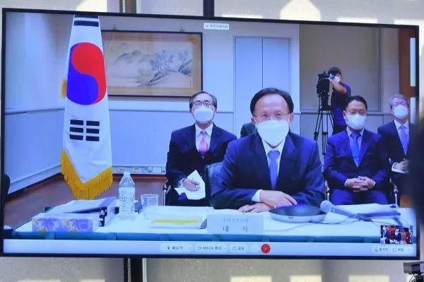 ▲当地时间10月11日,韩国驻美国大使李秀赫以视频方式出席国会国政监察会。