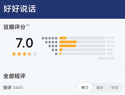 (图书《好好说话》的短评显示界面截图 来源:豆瓣App)