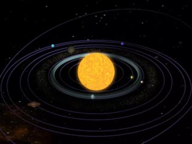 目前的太阳系,艺术渲染图