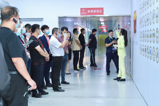 图:企业家们参观燕之屋透明工厂