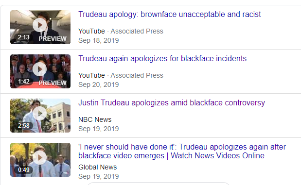 图为去年加拿大总理特鲁多在被发现曾在中学时代扮演黑人后，数次公开道歉的场景