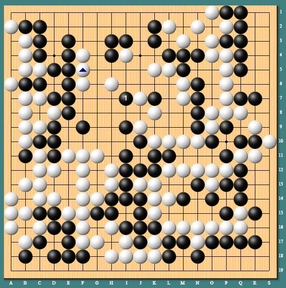 柯洁逆转的神之一手(图中黑1,全谱第211手)